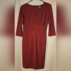 Adrianna Papell Long Sleeve Wine Dress